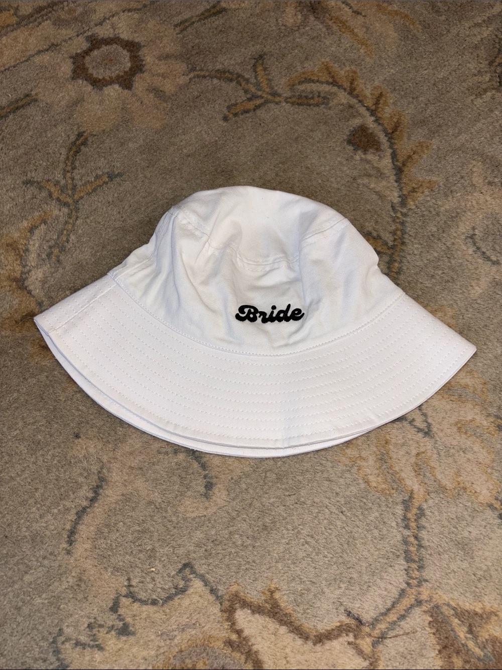 White 'Bride' Embroidered Bucket Hat